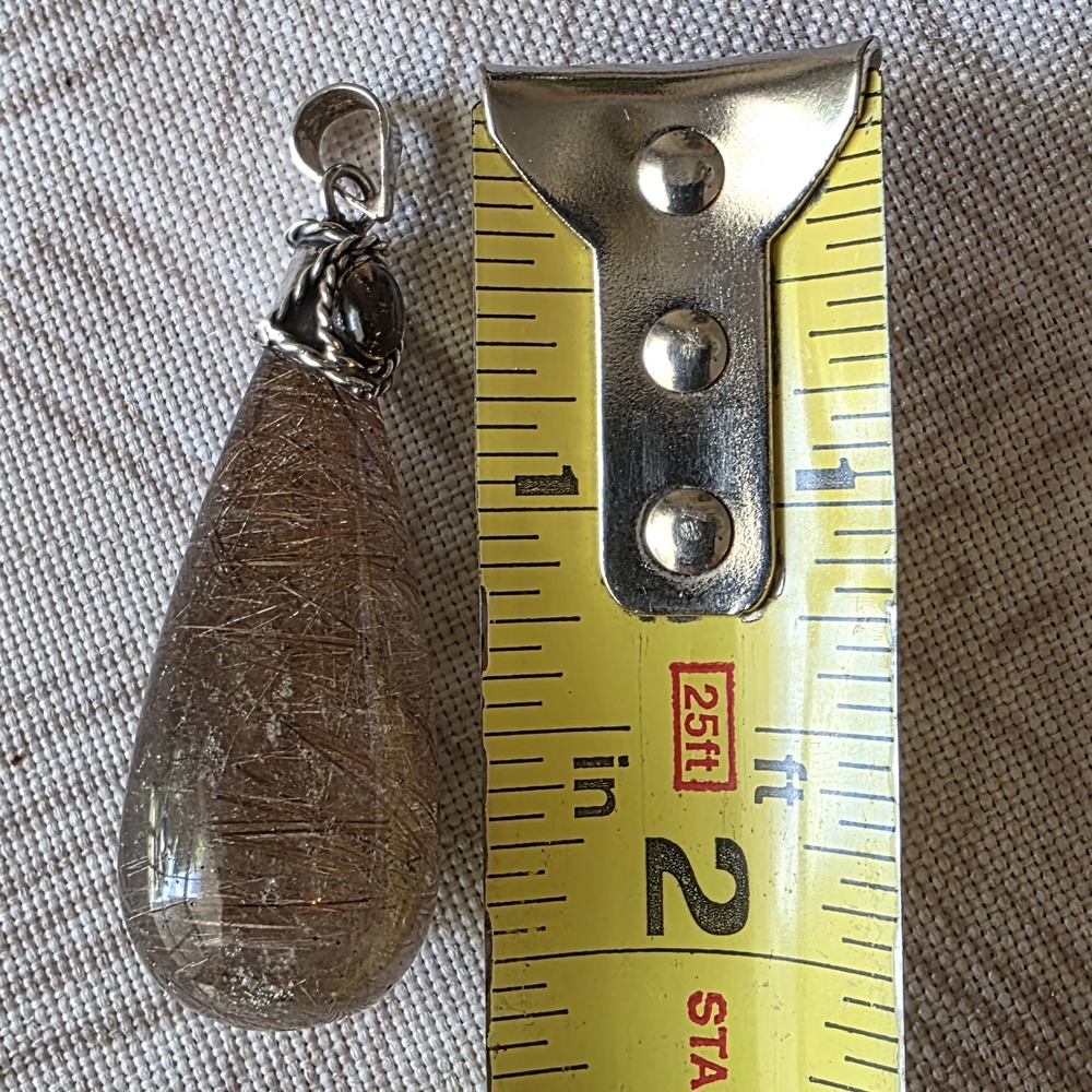 Sterling Rutilated Quartz Pendant - Picture 9 of 10